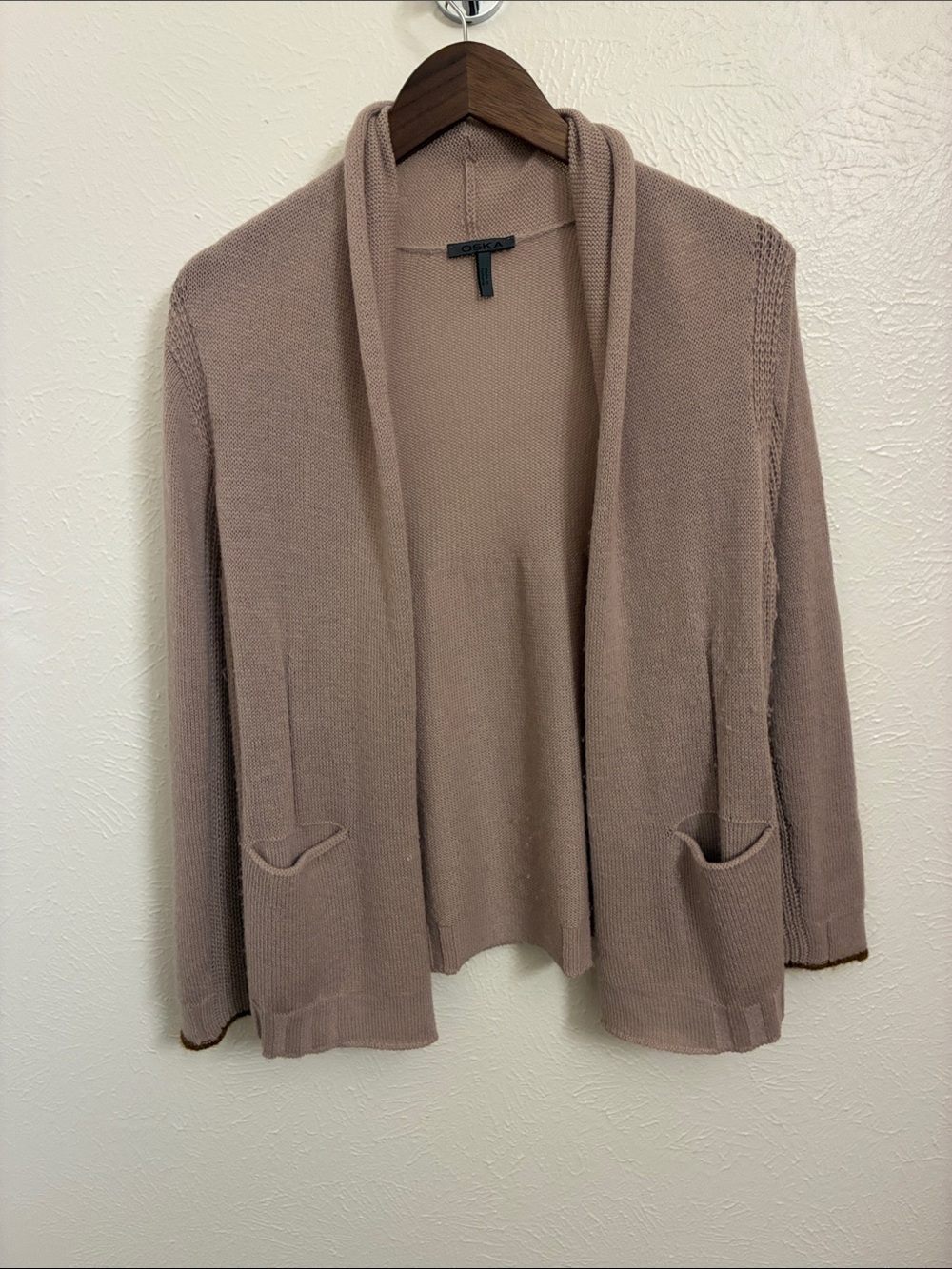 OSKA Open-Front Cardigan in Mauve-Taupe